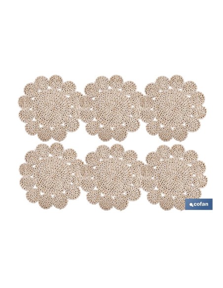 BAJOPLATO FORMA CIRCULOS FIBRA NATURAL MEDIDA 35 CM
