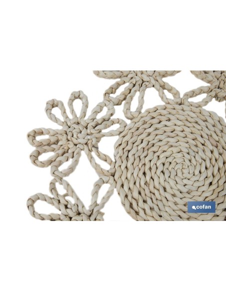 BAJOPLATO FORMA FLOR FIBRA NATURAL MEDIDA 35 CM