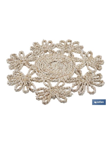 BAJOPLATO FORMA FLOR FIBRA NATURAL MEDIDA 35 CM
