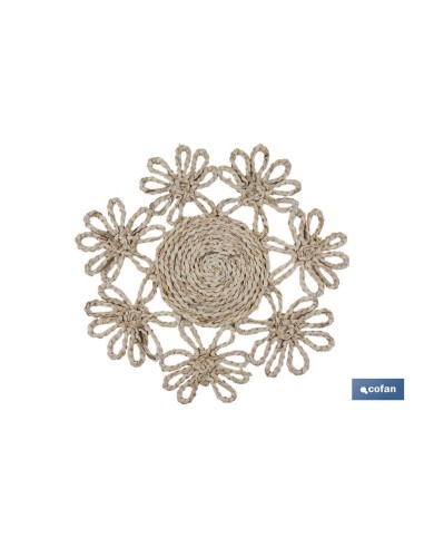 BAJOPLATO FORMA FLOR FIBRA NATURAL MEDIDA 35 CM