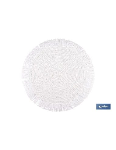 BAJOPLATO REDONDO FLECOS DE COLOR BLANCO MEDIDA 38 CM
