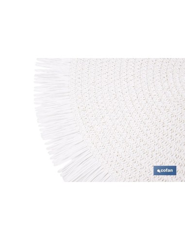 BAJOPLATO REDONDO FLECOS DE COLOR BLANCO MEDIDA 38 CM
