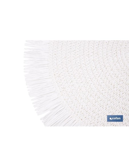 BAJOPLATO REDONDO FLECOS DE COLOR BLANCO MEDIDA 38 CM