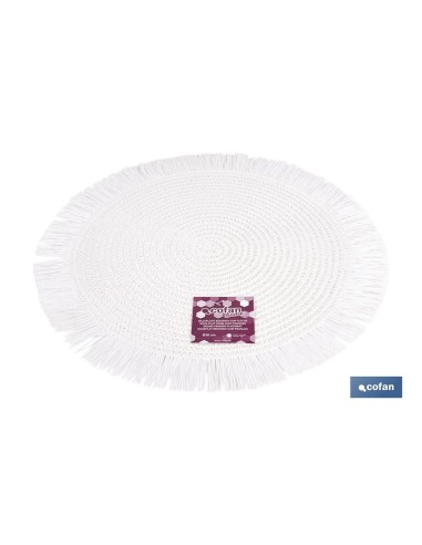 BAJOPLATO REDONDO FLECOS DE COLOR BLANCO MEDIDA 38 CM