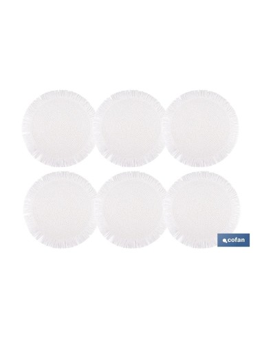 BAJOPLATO REDONDO FLECOS DE COLOR BLANCO MEDIDA 38 CM