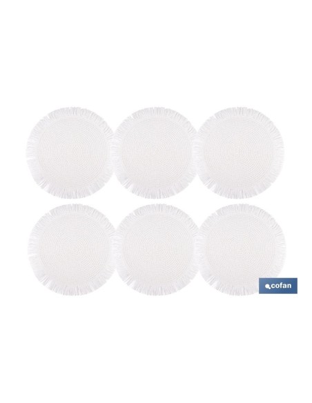 BAJOPLATO REDONDO FLECOS DE COLOR BLANCO MEDIDA 38 CM