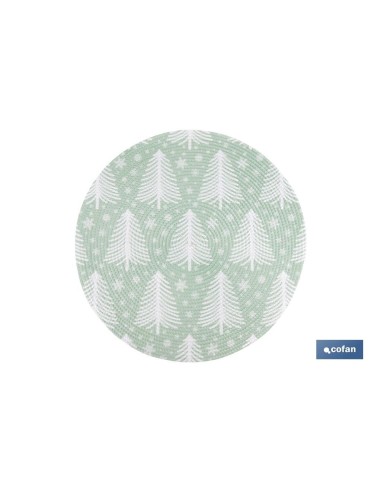BAJOPLATO REDONDO DE COLOR VERDE / BLANCO MEDIDA 38 CM