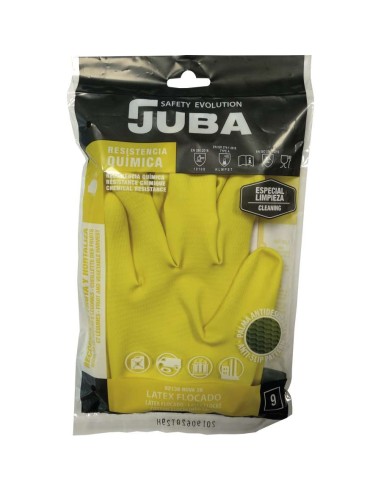 GUANTE LATEX FLOCADO AMARILLO NOVA 38" T.9 "