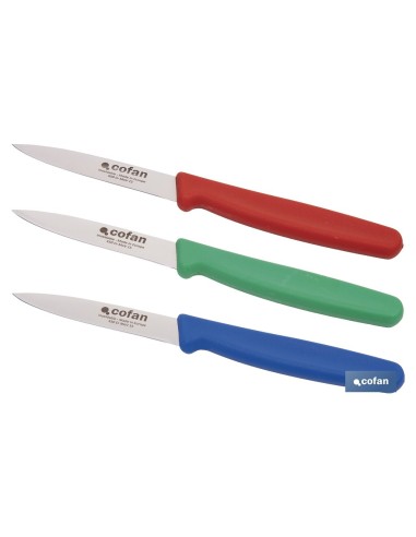 PACK DE 3 CUCHILLOS PUNTILLA COLOR ROJO VERDE AZUL