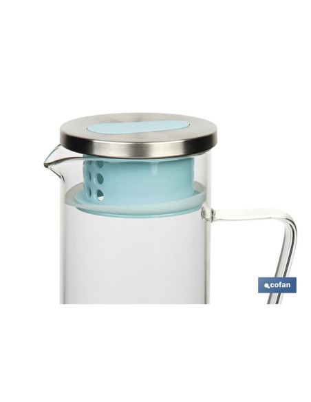 PACK DE JARRA AZUL,SET DE VASOS DE AGUA Y MANTEL 1.40 X 1.40 CM