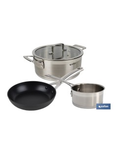 PACK DE CACEROLA INDUCCIÓN 4.3 L, CAZO 1L INDUCCIÓN, SARTEN INDUCCIÓN 20 CM