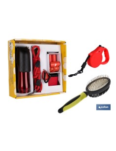 PACK DE ACCESORIOS DE PERROS, CORREA EXTENSIBLE PERROS Y PEINE DOBLE CARA MASCOTAS