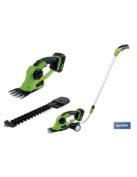 KIT CORTASETOS DE MANO EXTENSIÓN Y RUEDAS A BATERIA LI-ION 18V 1200 RPM