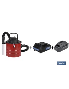 PACK DE ASPIRADOR DE CENIZAS, BATERÍA 1,5 AH Y CARGADOR