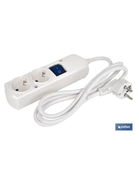 BASE BIPOLAR 2 TOMAS Y PROLONGACIÓN 1,5M CON INTERRUPTOR LUMINOS 16A250V