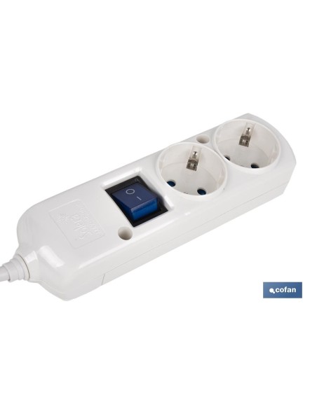 BASE BIPOLAR 2 TOMAS Y PROLONGACIÓN 1,5M CON INTERRUPTOR LUMINOS 16A250V