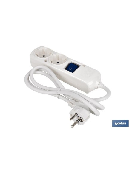 BASE BIPOLAR 2 TOMAS Y PROLONGACIÓN 1,5M CON INTERRUPTOR LUMINOS 16A250V