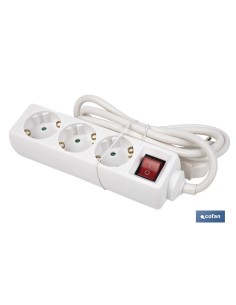 BASE MÚLTIPLE 3T. 1,4M CABLE C/INT. (16A-250V)
