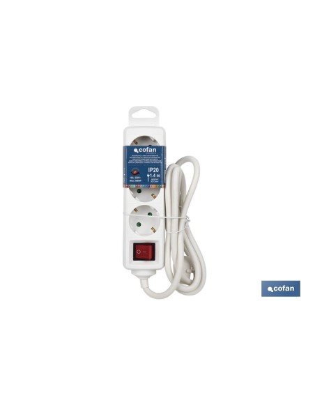 BASE MÚLTIPLE 3T. 1,4M CABLE C/INT. (16A-250V)