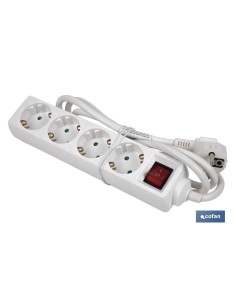 BASE MÚLTIPLE 4T. 1,4M CABLE C/INT. (16A-250V)