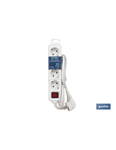 BASE MÚLTIPLE 4T. 1,4M CABLE C/INT. (16A-250V)