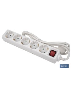 BASE MÚLTIPLE 5T. 1,4M CABLE C/INT. (16A-250V)