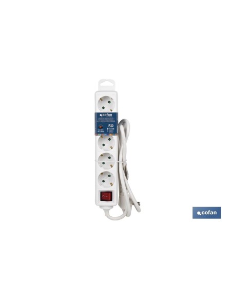BASE MÚLTIPLE 5T. 1,4M CABLE C/INT. (16A-250V)