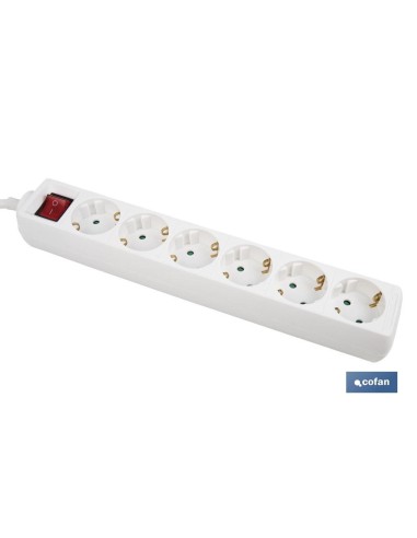 BASE MÚLTIPLE 6T. 1,4M CABLE C/INT. (16A-250V)