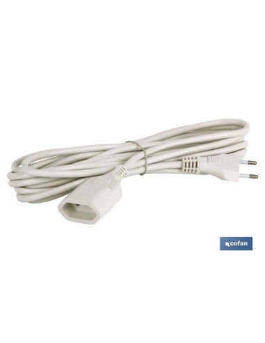 PROLONGADOR BIPOLAR 10A250V ESPIGAø4 CABLE 5M BLANCO