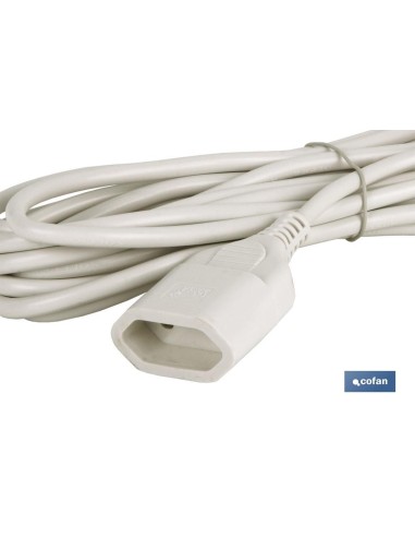 PROLONGADOR BIPOLAR 10A250V ESPIGAø4 CABLE 5M BLANCO
