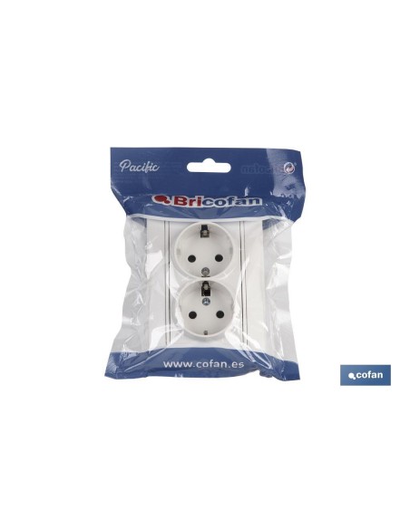 BASE DOBLE BIPOLAR MODELO PACIFIC 16A250V CON OBTURADOR Y EMBORNAMIENTO POR TORNILLO