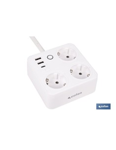 REGLETA INTELIGENTE CON 3 TOMAS Y 2 PUERTOS USB Y TIPO C 2