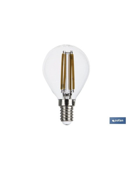 BOMBILLA LED ESFERICA FILAMENTO E14 4W 470LM 2700K