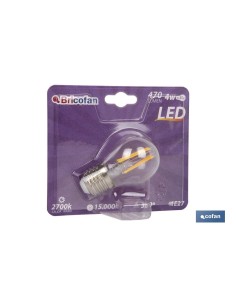 BOMBILLA LED ESFERICA FILAMENTO E27 4W 470LM 2700K 2