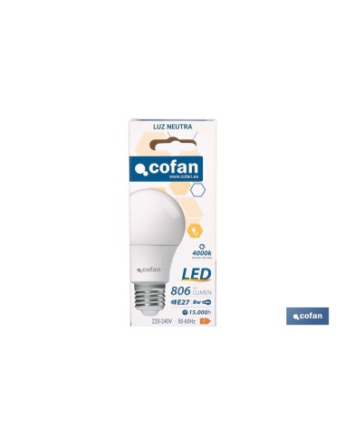 BOMBILLA LED CLASSIC E27 8 W 806 LM 4000 K