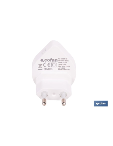 LÁMPARA LED QUITAMIEDOS CON SENSOR 0,17 W IP20 2700 K 55 X 48 X 59 MM