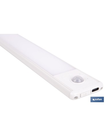 APLIQUE LED RECARGABLE CON SENSOR 3,7 V 2,2 AH 180 LM 3CCT 400 X 40 MM