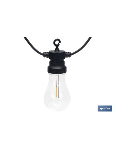 GUIRNALDA DE BOMBILLAS LED 10 UDS. CON PANEL SOLAR A19 3,7 V 1,2 Ah IP44 2700 K 4,5 + 3 M 2
