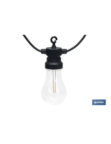 GUIRNALDA DE BOMBILLAS LED 10 UDS. CON PANEL SOLAR A19 3,7 V 1,2 Ah IP44 2700 K 4,5 + 3 M
