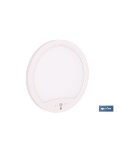 DOWNLIGHT DE SUPERFICIE BLANCO CON SENSOR DE PRESENCIA Y CREPUSCULAR 18 W Ø230 MM