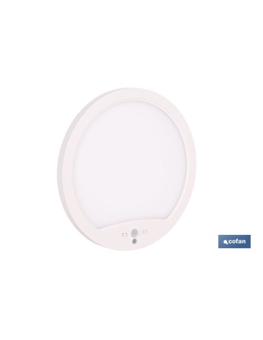 DOWNLIGHT DE SUPERFICIE BLANCO CON SENSOR DE PRESENCIA Y CREPUSCULAR 18 W Ø230 MM