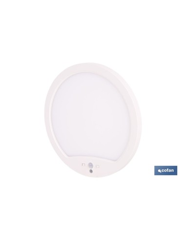 DOWNLIGHT DE SUPERFICIE BLANCO CON SENSOR DE PRESENCIA Y CREPUSCULAR 18 W Ø230 MM