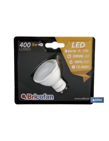 LÁMPARA LED GU-10 5W 110º 400LM 6500K