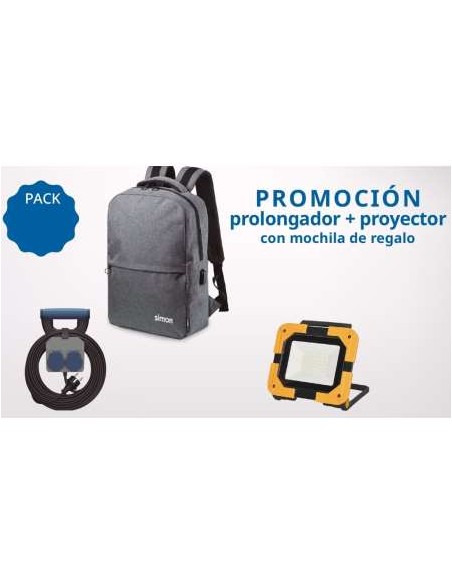 PACK PROLOGADOR DE PARED + PROYECTOR LED RECARGABLE+ MOCHILA SIMON