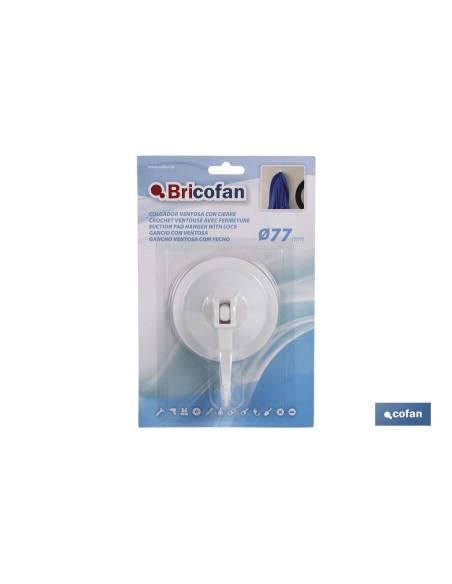 1 UD COLGADOR VENTOSA CIERRE SEGURIDAD Ø77mm
