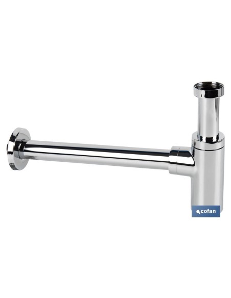 SIFÓN BOTELLA CROMADO CILÍNDRICO SALIDA Ø32-40 330 MM Y RACOR 1 1/4