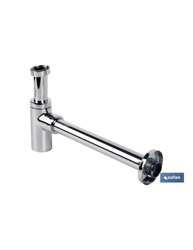 SIFÓN BOTELLA CROMADO CILÍNDRICO SALIDA Ø32-40 330 MM Y RACOR 1 1/4