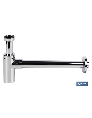 SIFÓN BOTELLA CROMADO CILÍNDRICO SALIDA Ø32-40 330 MM Y RACOR 1 1/4