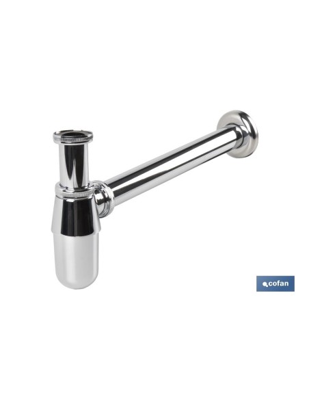 SIFÓN BOTELLA CROMADO SALIDA Ø32-40 330 MM Y RACOR 1 1/4
