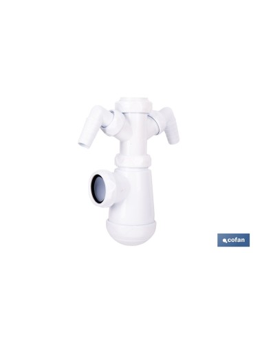 SIFÓN DE BOTELLA CON SALIDA Ø32-40 MM, RACOR 1 1/2 Y 2 TOMAS AUXILIARES